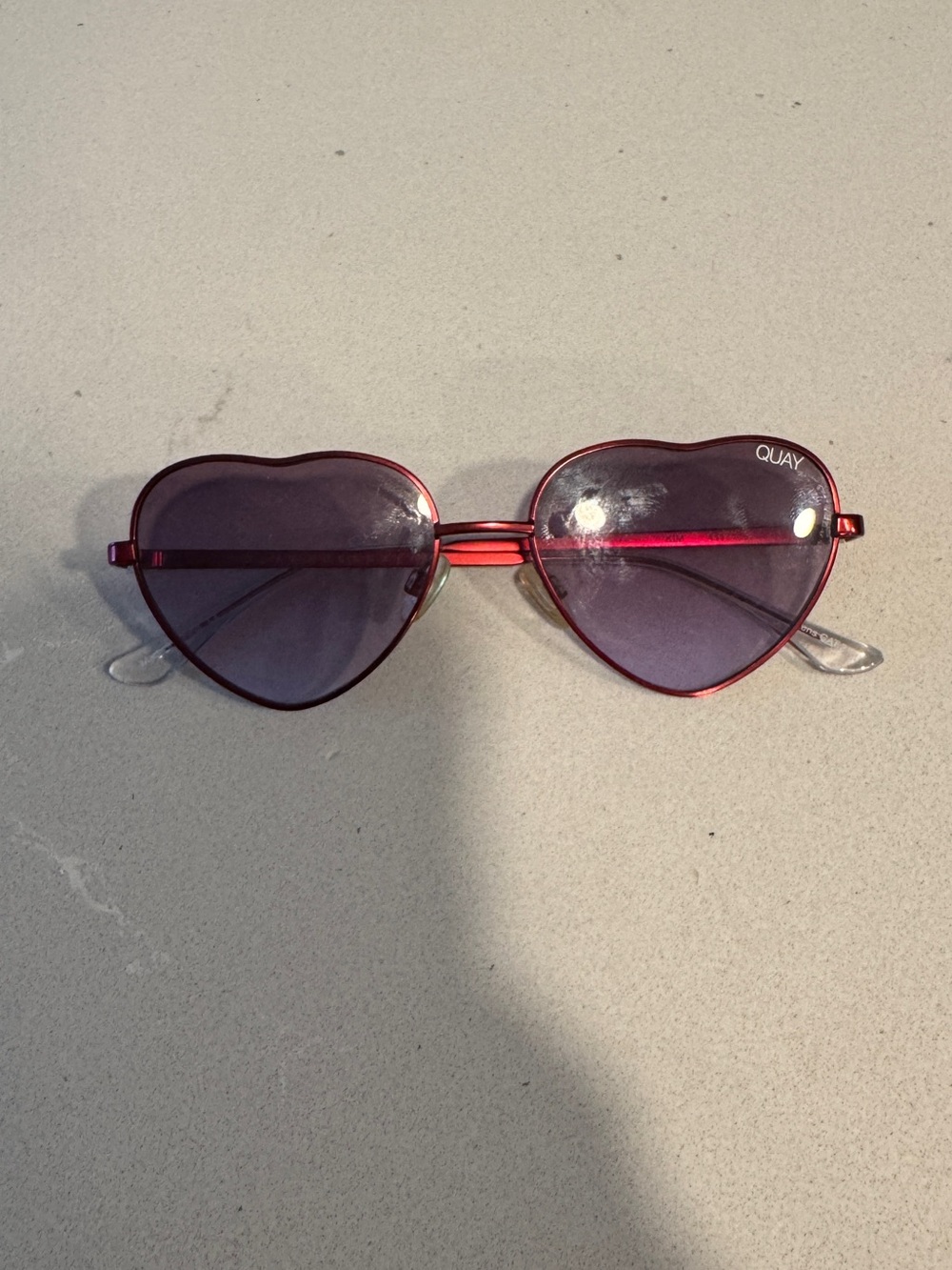 Quay Australia Red Heart Frame Sunglasses with Purple Lenses